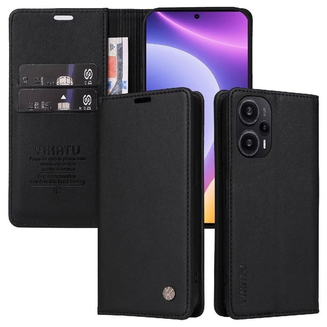 Funda para Xiaomi POCO F5 Estuche de Cuero PU Tipo Cartera con Ranuras para Tarjetas y Cierre Magnético