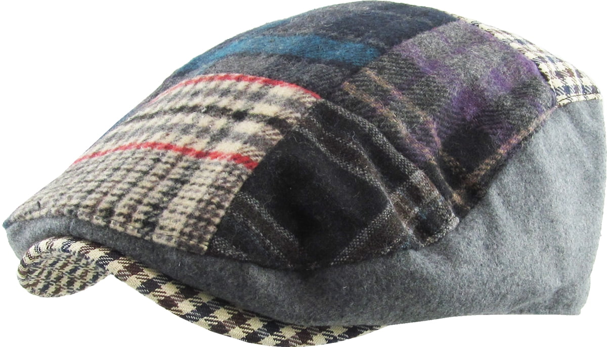 Multi Patch Plaid Wool Blend Newsboy Gatsby Ivy Hat Golf Driver Ascot