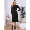 thumbnail image 2 of DARING DIVA Women's Long Sleeve Sweater with Knit A-Line Midi Design Dress S Black, 2 of 7