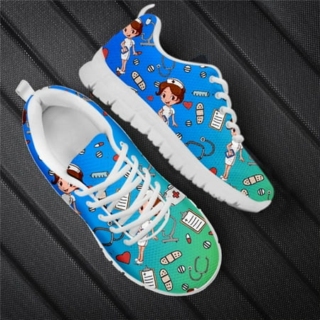 

White Cute Nurse Sneakers Womans Premium Sketch Physio Pattern Flats Shoes Women Spring/Autumn Ladies Loafers Shoe