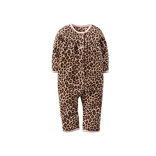 Nwt Carter's Baby Girl Leopard Animal Print Jumpsuit Fleece Hooded 6M 