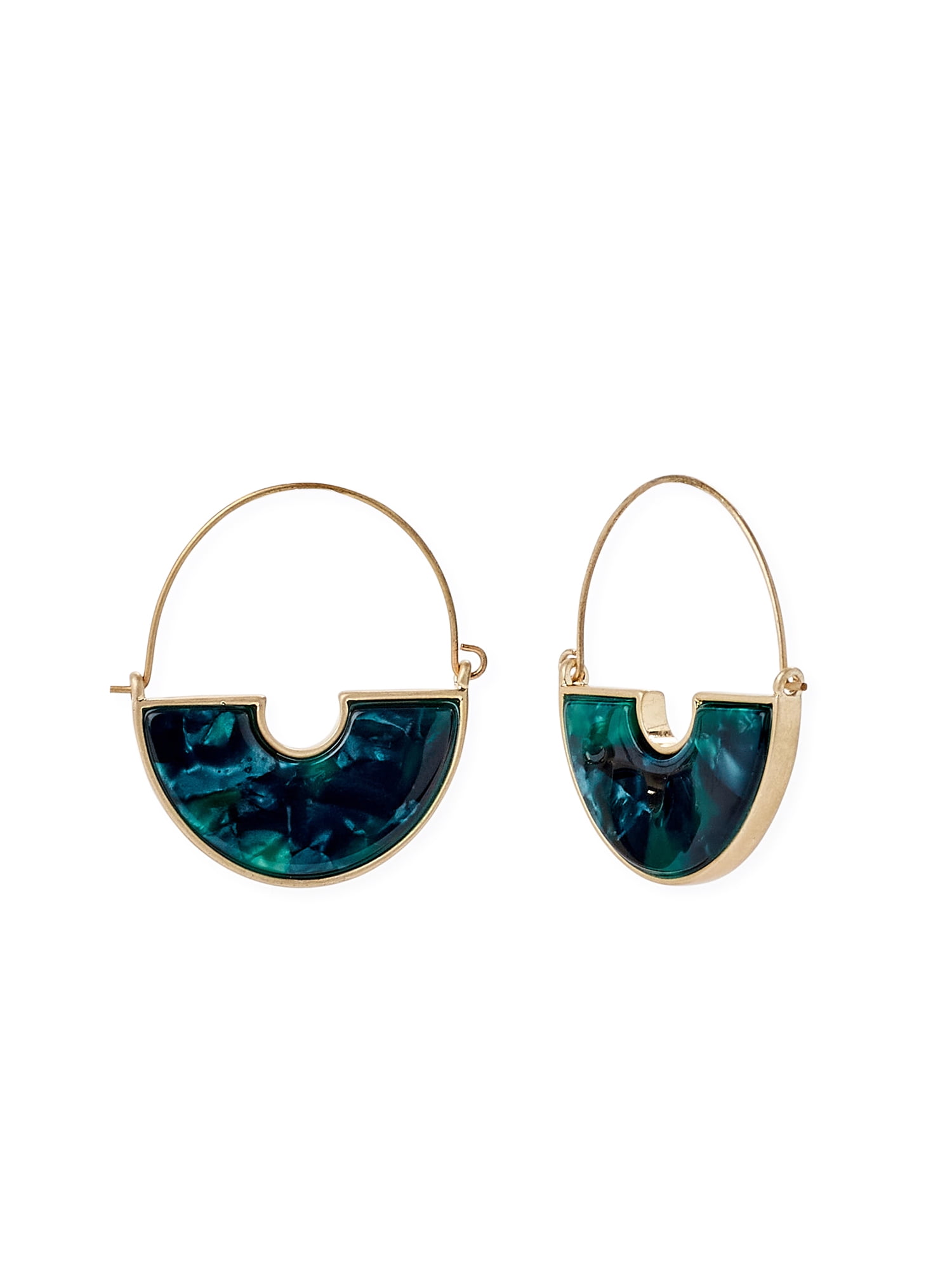 Scoop Women’s 14K Gold Flash-Plated Green Circle Earrings