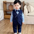thumbnail image 1 of SXcggal One Baby Boy's Long Sleeved Jacket Shirt Long Pants Bow Tie Gentleman's Suit Set Of Four Items Cozy Stylish Lightweight Toddler Outfits Set, 1 of 9