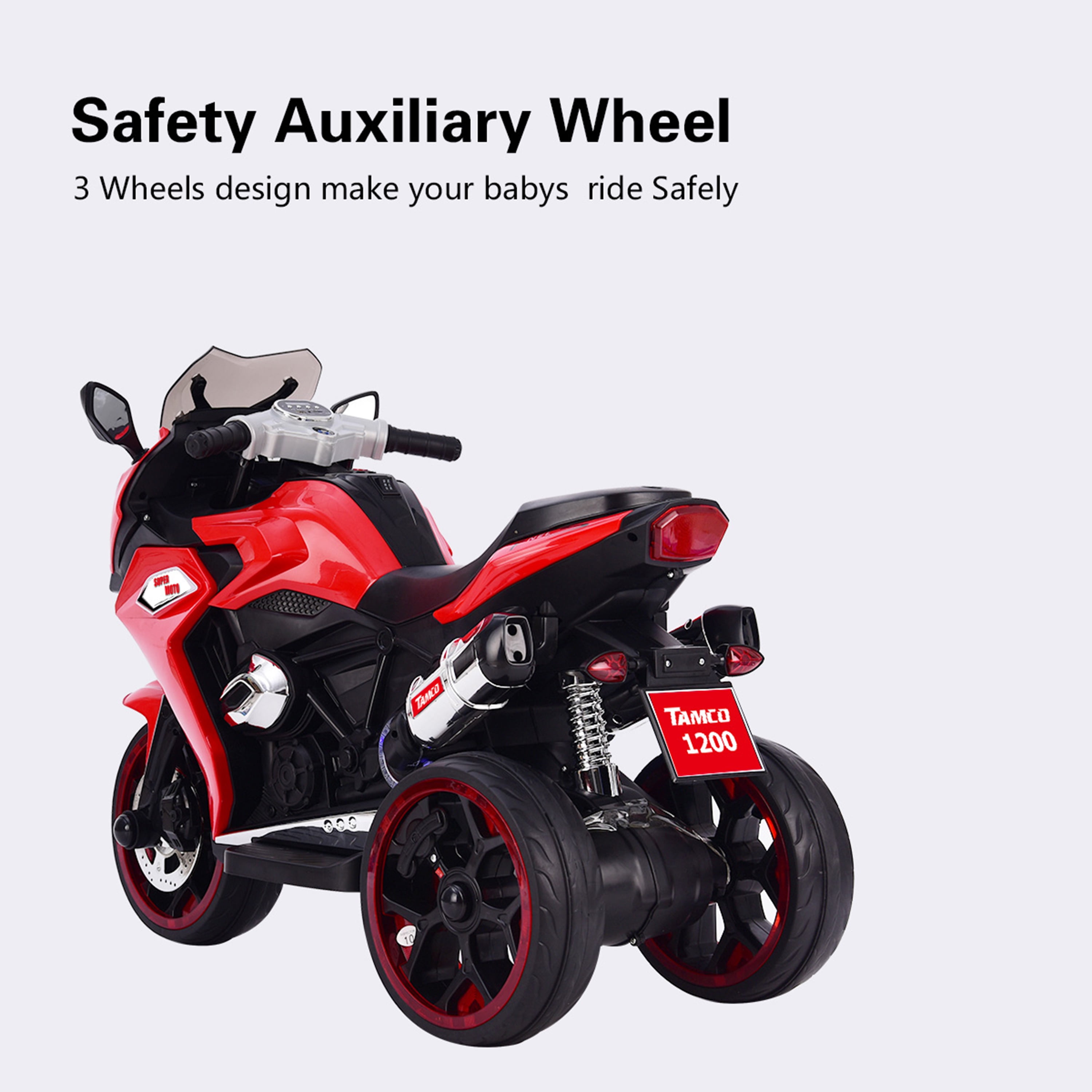 Kids Electric Motorbike 12V Battery Powered with LED Lights, Music for Ages 3-6