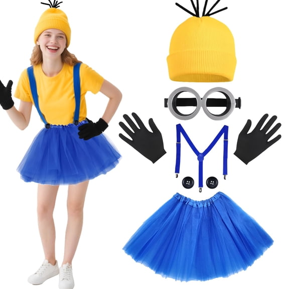 Women's holiday outfit set (including goggles/beanie/dress/suspenders/gloves) suitable for various occasions, holiday parties, and clothing accessories.