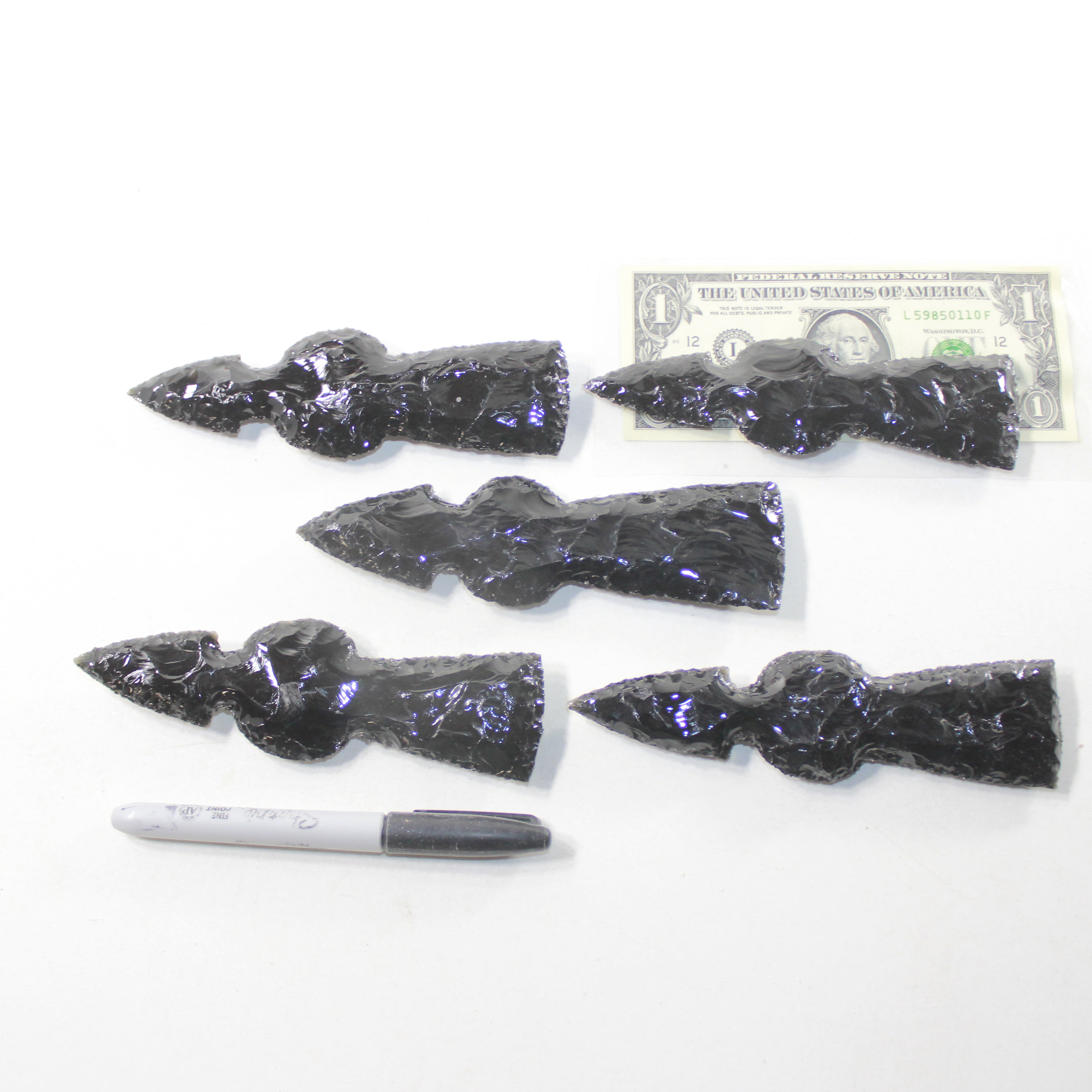 5 Obsidian Ornamental Tomahawk Heads #1732  Ax Axe Hatchet