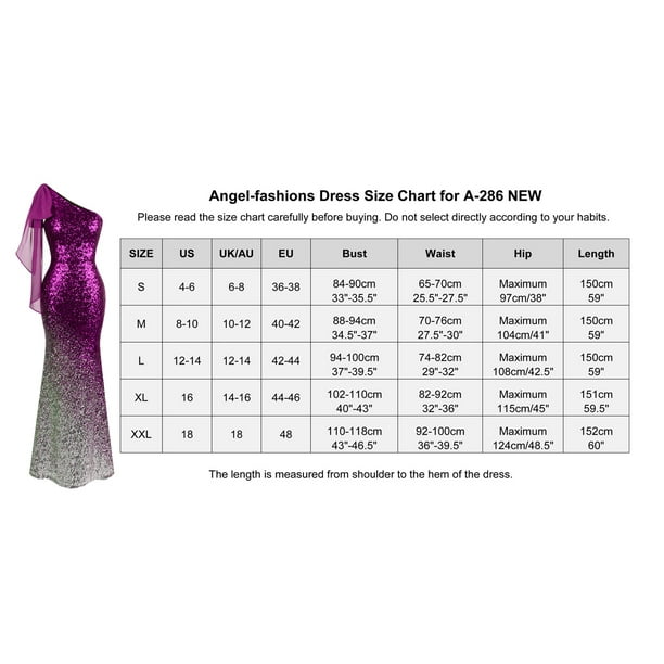 Angel-fashions Women's Asymmetric Ribbon Gradual Sequin Mermaid Prom Dress  