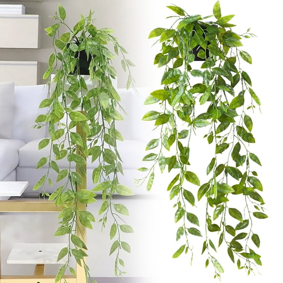Jkkant Artificial Green Pothos Hanging Bouquet, Trailing Vine Plant for Indoor Wall Shelf Decor