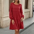 thumbnail image 2 of Tqcoqu Fall Dresses for Women 2026,Crew Neck Long Lantern Sleeve Casual Loose Flowy Swing Shift Dress, 2 of 7