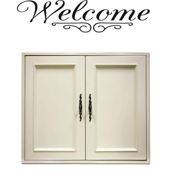 Family Welcome Cute Signs Wall Decal Decoration Welcome Quote Cute Typography with Border Lasts Years and Easily Removable - Size: 5 In(W) x 20 In(H)