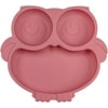 NewWestSilicone Owl Divided Plate with Sucker, 3 Compartments Dining Plate for Kids and Babies-Dark pink