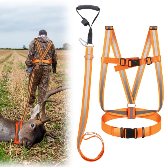 Deer Drag Strap and Dual Harness with Reflective Strips Heavy Duty Deer Dragging Rope Hunting for Hunters