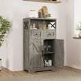 thumbnail image 5 of Distressed Farmhouse Storage Cabinet with Doors and Shelves, Freestanding Kitchen Pantry Storage Cabinet, Floor Cabinet Hutch Cupboard for Kitchen/Living Room/Home Office, Washed Grey, 5 of 16