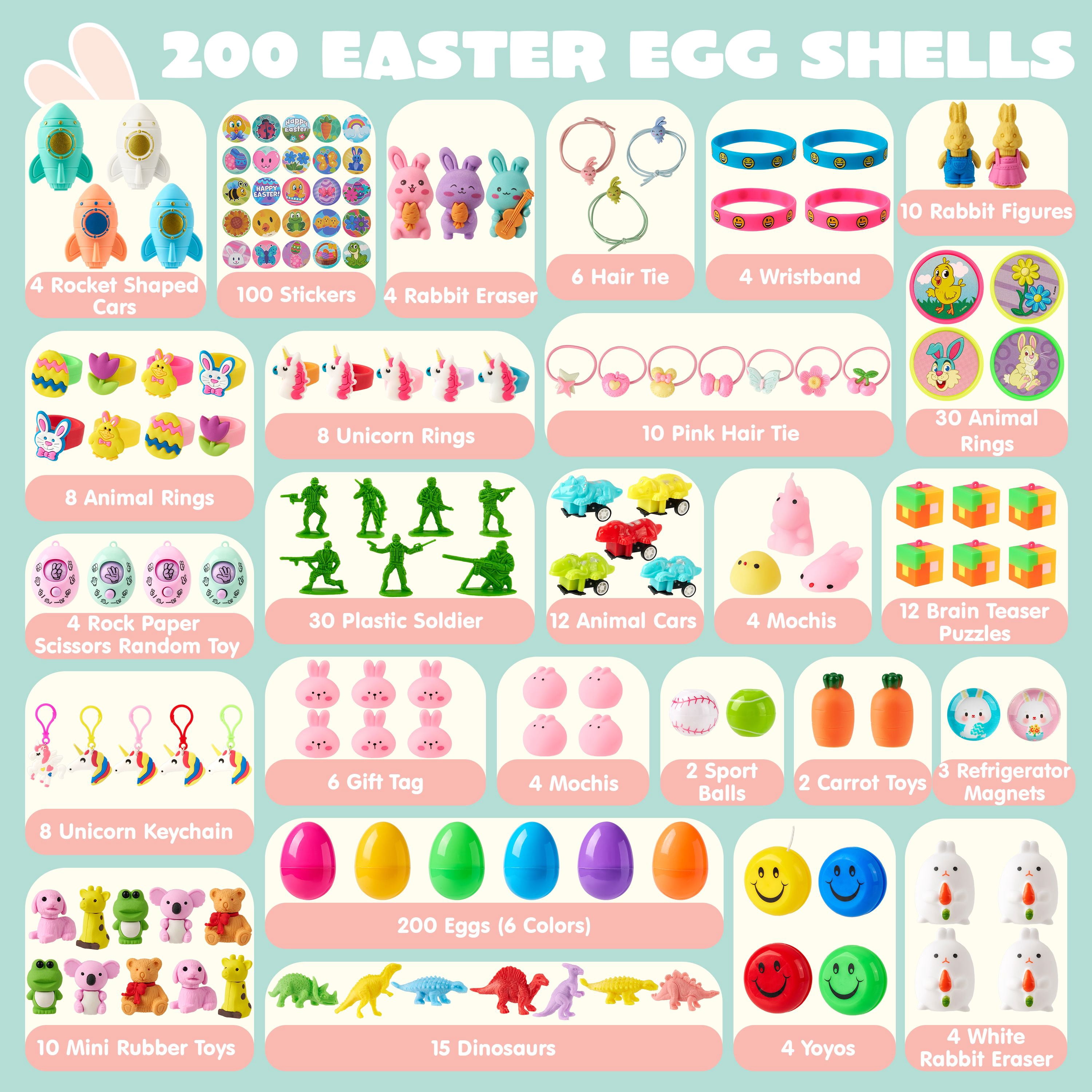 Joyfy 200 Packs Prefilled Easter Eggs with Assorted Toys,Easter Egg Bulk for Kids,Easter Eggs Hunt Events,Basket Stuffers Fillers,Classroom Prize Supplies