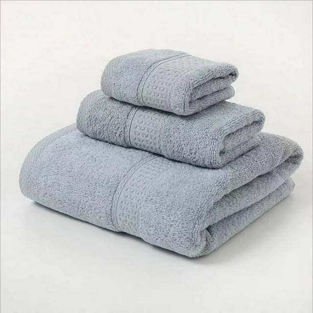 XmhyTop-A Juego de 3 toallas de algodón absorbentes y suaves para el baño, color gris