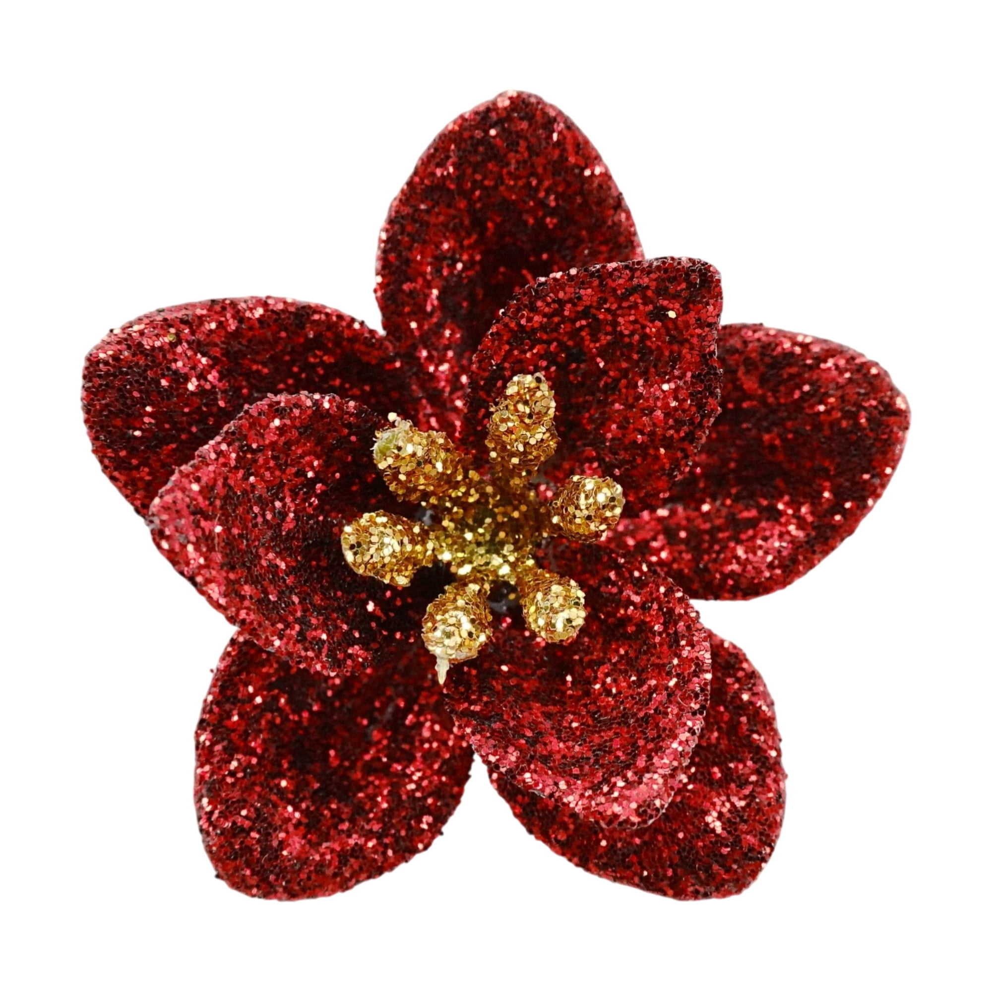 9-Count Red and Gold Glitter Flower Mini Christmas Ornaments, 1.8", by Holiday Time