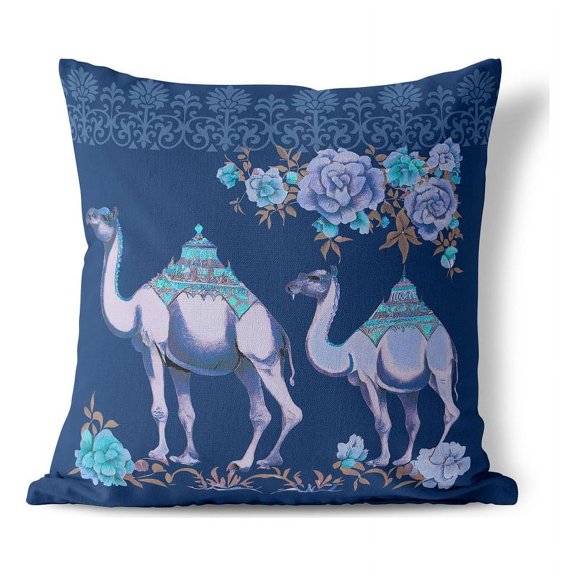 Arabian Traveler Throw Pillow in Blue 16 x 16