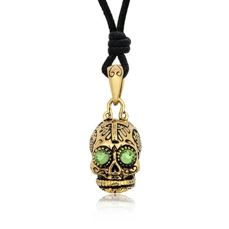 - Green Emerald Handmade Brass Necklace Pendant Jewelry With Cotton Cord