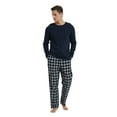 thumbnail image 2 of GLOBAL Men 100% Cotton Pajama Set For Men Lightweight Soft Nightwear Long Sleeves PJS With Pockets, 2 of 5