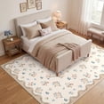 thumbnail image 2 of HIWEAVER Beige 8' x 10' Area Rug for Living Room Bedroom Washable Scalloped Bordered Floral Pattern Non Slip Indoor Carpet Room Decor, 2 of 8