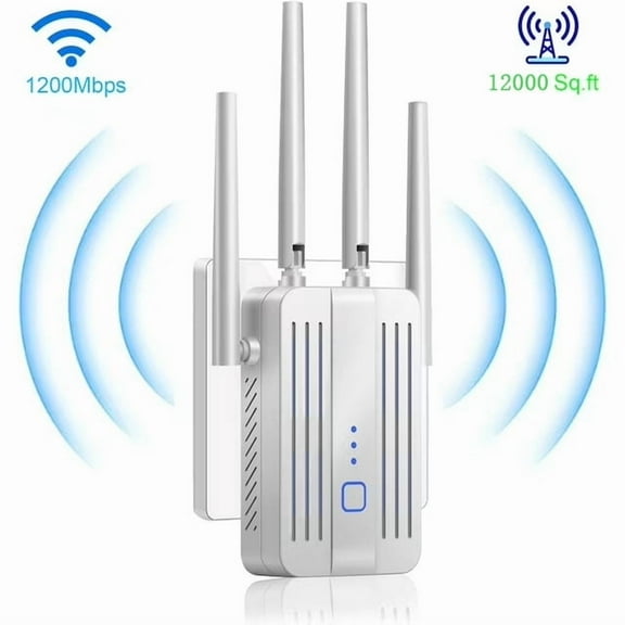 Genreen WiFi Extender 1.2Gbps WiFi Extender Signal Booster,Dual Band 5GHz/2.4GHz WiFi Amplifier Internet Repeater Up to 12000 Sq.ft and 45 Devices Home Signal Booster