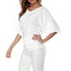 thumbnail image 1 of MKLEKYY Playeras Deportivas Mujer Camiseta Holgada Con Cuello En V Y Mangas Murciélago Para Mujer, Talla Grande, Dobladillo Doblado, Lisa, Talla Grande Talla XXXXXL, 1 of 3