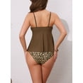 thumbnail image 3 of DARING DIVA Women's 2 Piece Leopard Colorblock Full Coverage Bikini Sets L Brown, 3 of 6