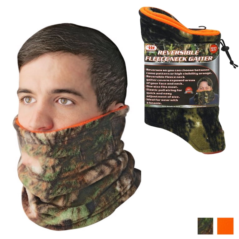 Camo Winter Fleece Neck Gaiter, Reversible, approx 12.5