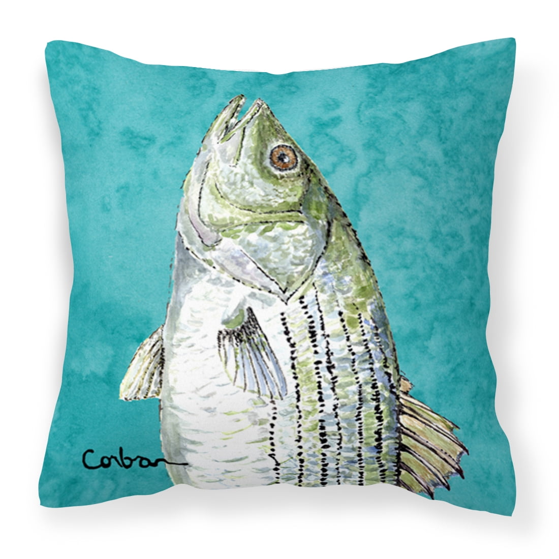 Striped Bass Fish Fabric Decorative Pillow