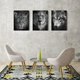 thumbnail image 4 of Black and White Animals Pictures Wall Art Decor for Bathroom Leopard Lion Wolf Head with Blue Eyes Paintings Canvas Prints Wildlife Artwork Framed Modern Home Office Decor 12"x16" 3 Panels, 4 of 6