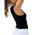 thumbnail image 3 of Coduop Women's Sleeveless Crew Neck  Tank Tops Solid Slim Fit Vest Crop Tops, 3 of 5