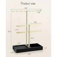 thumbnail image 2 of 2 Tier Jewelry Stand Organizer with Tary, Leather Jewelry Holder Display for Women, Gold Jewlery Holder Stand for Necklace, Earring, Bracelet, Rings - Black, 2 of 5