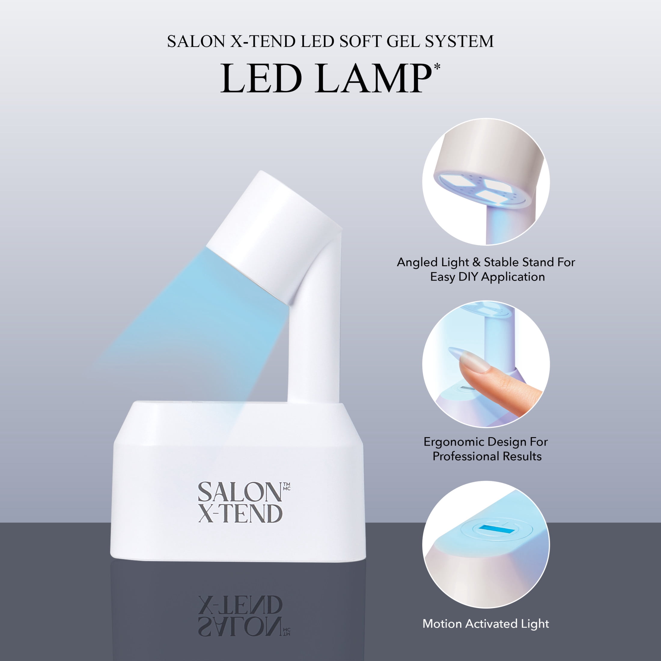 KISS Salon X-tend LED Soft Gel System Starter Kit, 'Pure', French, Medium Oval, 36 Ct.