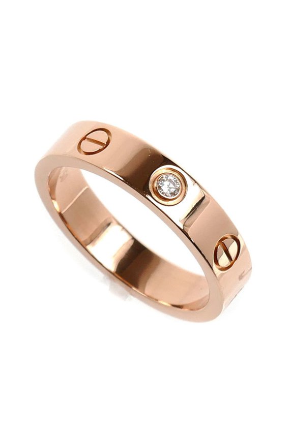 Pre-Owned CARTIER Cartier 18KPG Pink Gold Mini Love 1P Diamond Ring B4050750 50 4.5g Women's