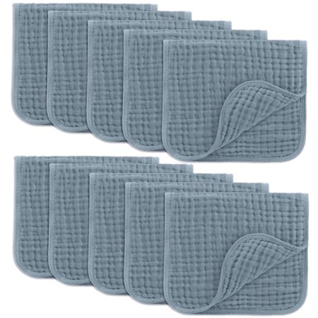 Comfy Cubs Muslin Burp Cloths - Large 100% Cotton 6 Layers (Pacific Blue 10-Pack 20 X10 )