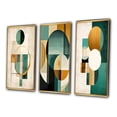 thumbnail image 3 of Designart "Retro Gold and Teal Full Moon Grace II" Modern Geometric Framed Wall Art Set Of 3 - Gold Abstract Frame Canvas Set For Living Room Decor, 3 of 7