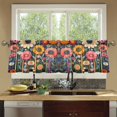 thumbnail image 4 of Yayeee Kitchen Curtains Set of 2 Light Filtering 57"x24" Over Sink Window Panels, Large Colorful Flowers, 4 of 7