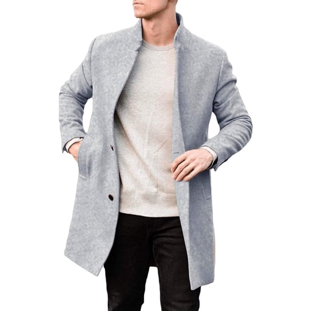 LOVZFMLL Manteau Trench pour Homme à Boutons, à Col, Long, Décontracté, Ample, à Manches Longues, Manteau d'Automne et d'Hiver, Pardessus, Vêtement d'Extérieur avec Poches