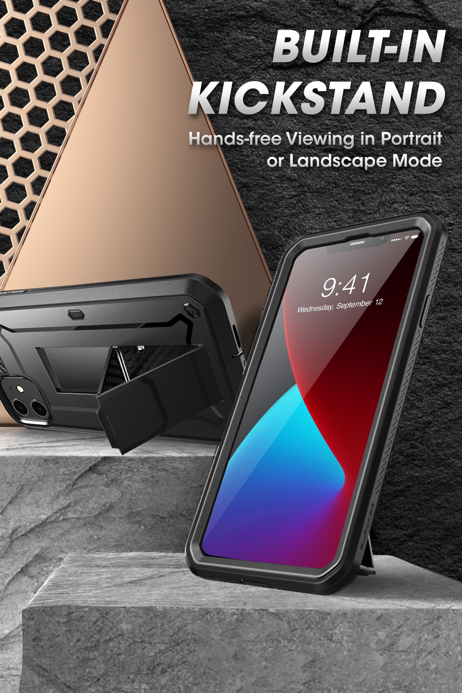 SUPCASE Unicorn Beetle Pro Series Designed Apple iPhone 12 Mini Case 5.4 Inch (2020 Release), Built-in Screen Protector Full-Body Rugged Holster Case for iPhone 12 Mini (Black)