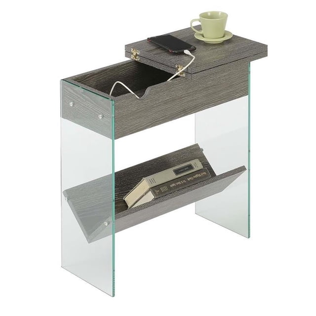 Convenience Concepts Table d'Appoint Électrique SoHo à Dessus Rabattable en Finition Bois Gris