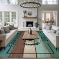 thumbnail image 2 of 6x9 Washable Area Rug, Chicken Eggs Non-Slip Large Rectangle Rug for Living Room Dining Room, Farmhouse Animal Teal Green Wood Grain Indoor Floor Mat for Home Decor, 2 of 9