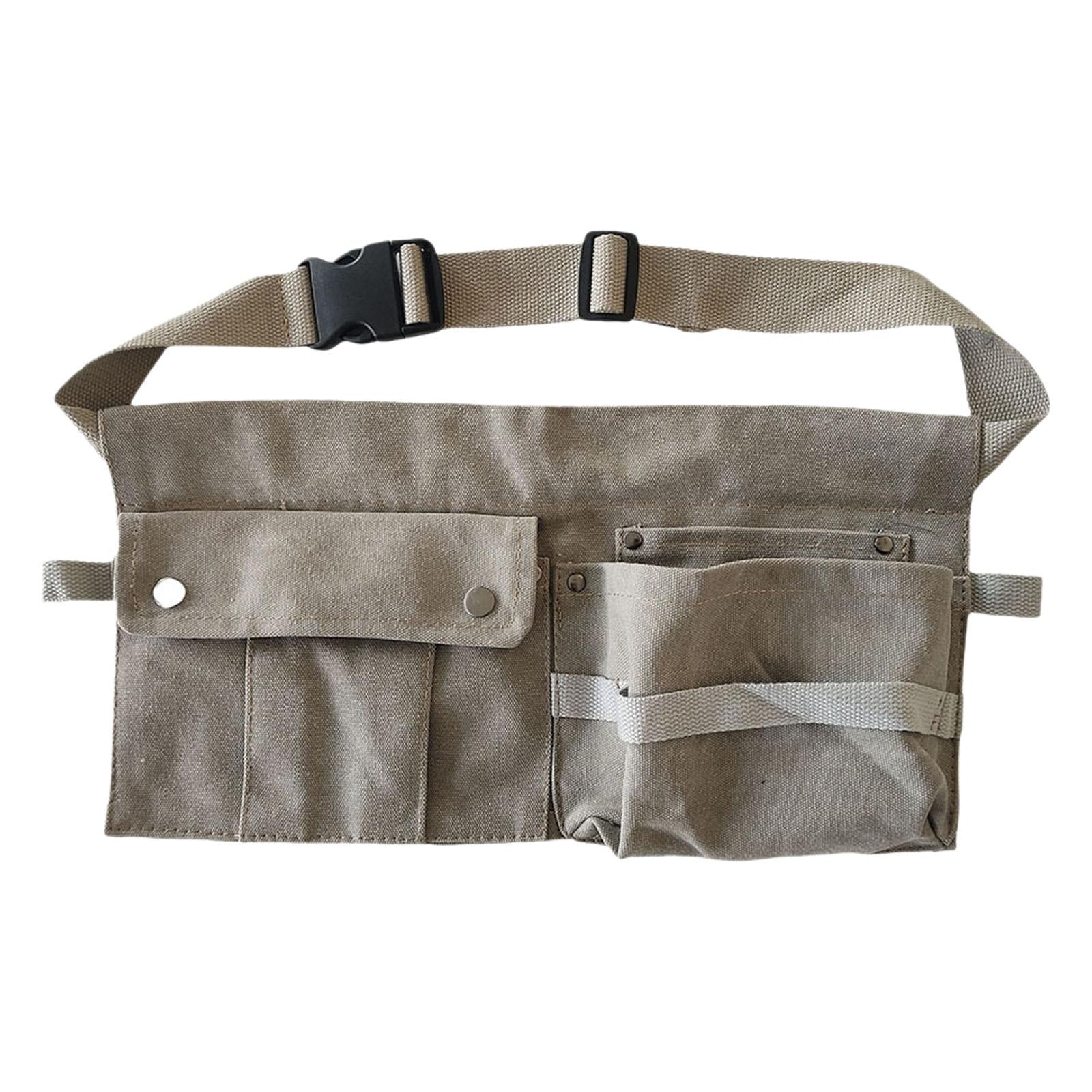 colaxi Tool Waist Bag Portable Tool Bag Large Capacity Canvas Waist Pocket Belt Waist Bag Tools Organizer for Electricians Builders Gray