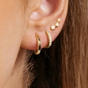 Bavsenic Small Gold Hoop Earrings for Women, 14k Gold Plated Dainty Hypoallergenic Multiple Stud Earrings Set, Trendy Cartilage Earring Gold Jewelry Gift