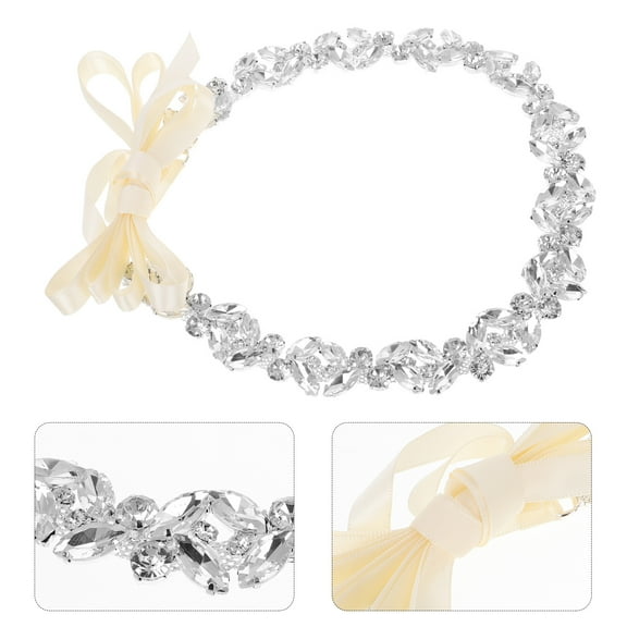 Masteelf Rhinestone Bridal Belt 270cm Elegant Crystal Wedding Dress Belt with Satin Ribbon Shiny Rhinestone Applique for Bride Bridesmaid Wedding Accessories