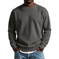 thumbnail image 2 of CQONEPT Mens Waffle Sweater Crewneck Knit Sweaters Casual Textured Sweaters Fall Winter Sports Outdoor Pullover Dark Gray XL, 2 of 6