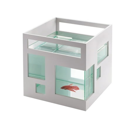 Umbra FishHotel Mini Aquarium, Great for Goldfish, Bettas, and Other Small Fish, 1.8