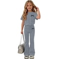 thumbnail image 2 of Enyan Girls Clothes Short Sleeve Graphic Tee and Cargo Pants Set Summer Casual 2-Piece Outfit,10-11 Years, 2 of 7