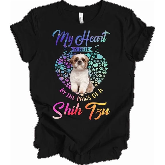 Shih Tzu Shirt My Heart is Held by Paws Dog Lover Gift Tzu Mom Women Men Tee