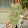 thumbnail image 7 of Mchoice Sweater Dress for Women Fall Winter Fashion Twisted Flower Bottom Knee Length Skirts Solid Color V-Neck Long Sleeve Knitted Midi Dress, 7 of 7