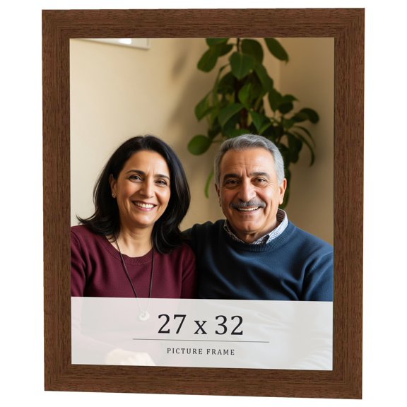 27x32 Brown Real Wood Picture Frame Width 1.25 inches | Interior Frame Depth 0.5 inches | Galvin